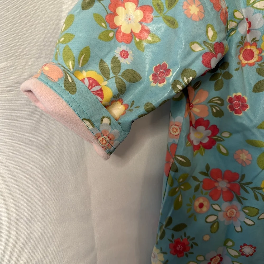 Pluie Pluie Hooded Waterproof Raincoat Jacket Girls Size 2/3 Floral Pink Fleece - Picture 6 of 7